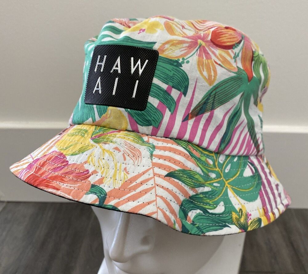 Robin Ruth Bucket Hat Hawaii Been There Tropical Destination Plant Palm Monstera